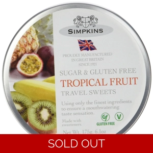 Simpkins Sugar & Gluten Free Tropical Fruit Travel Sweets Gift Tin